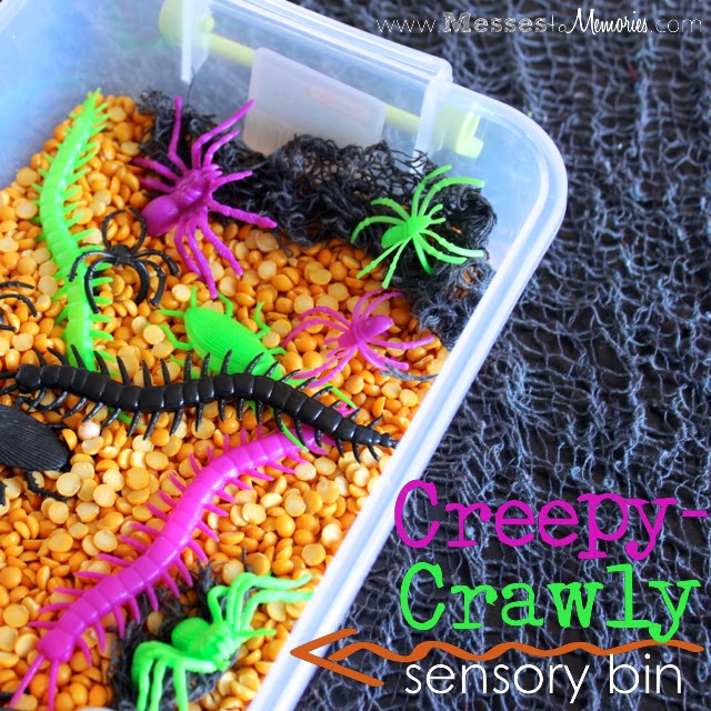 A Creepy Crawly Halloween sensory bin from Messes to Memories