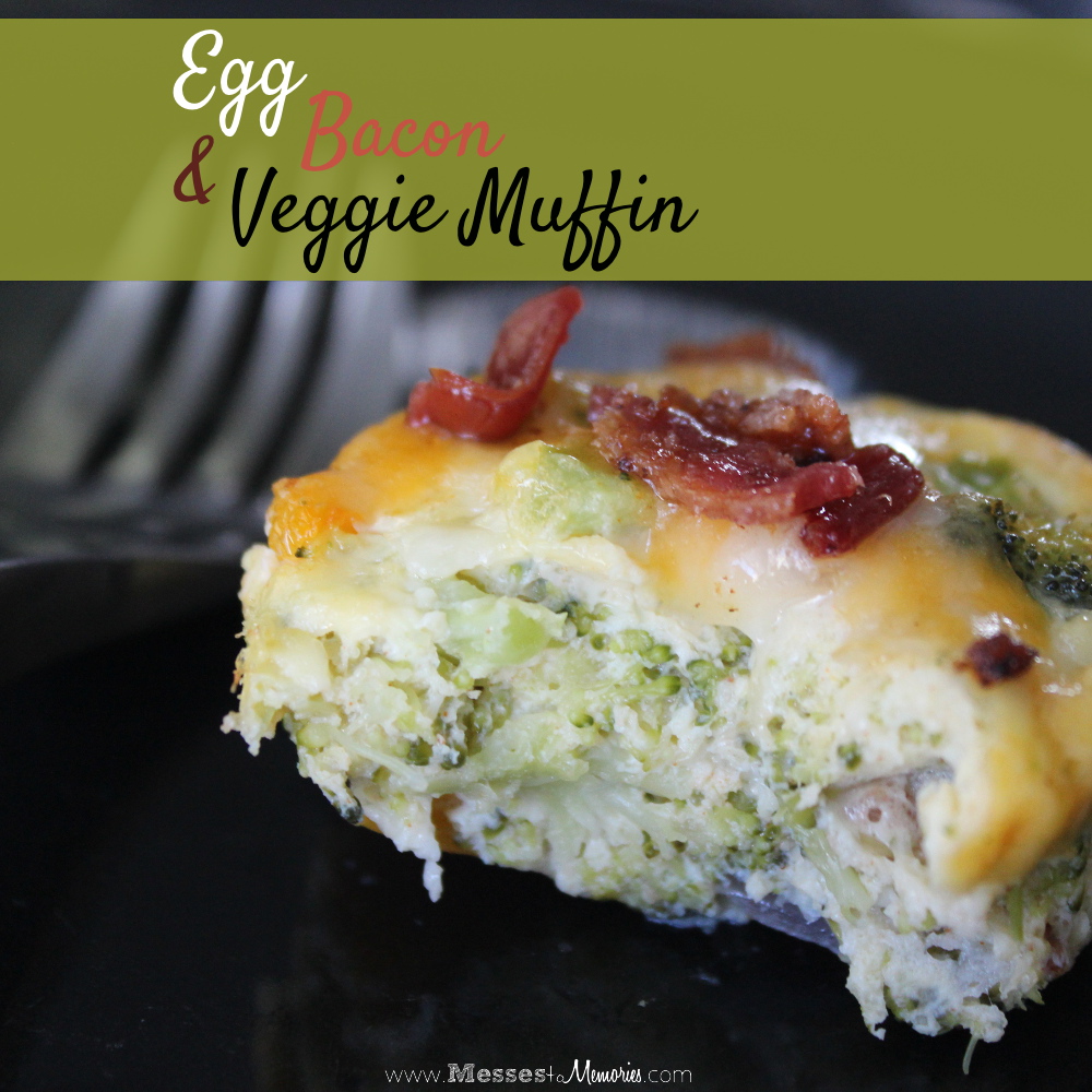 A delicious cheesy breakfast muffins filled with veggies, vitamins and protein from Messes to Memories