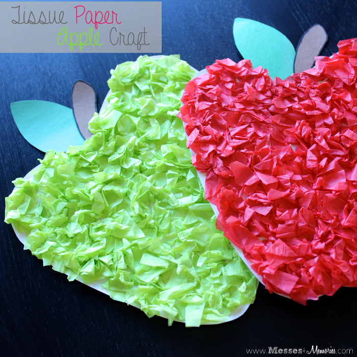Tissue Paper Apple Craft from Messes to Memories