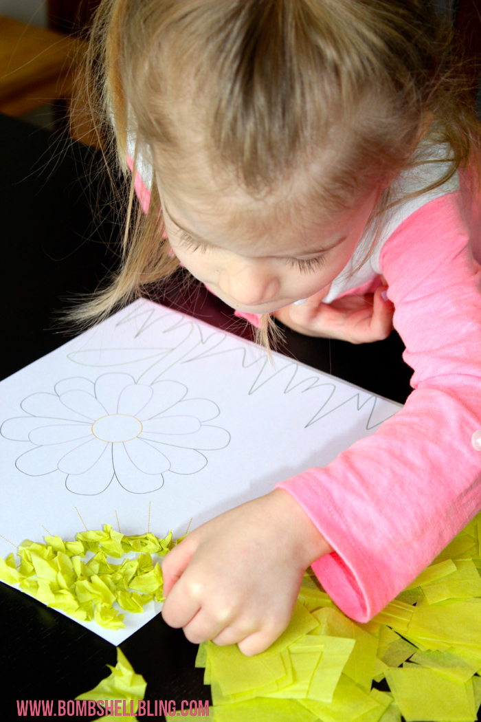 placing tissue paper